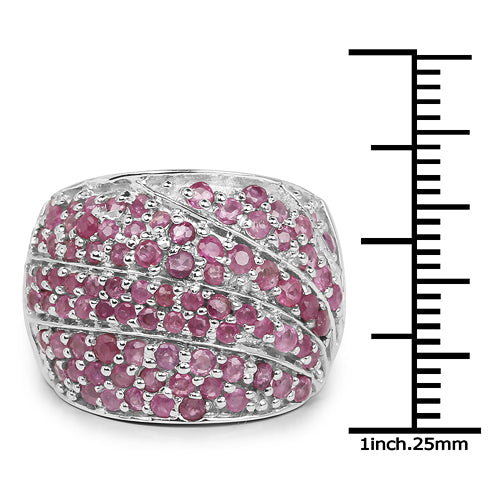 Anillo de plata de ley .925 con rubí genuino de 2.97 quilates