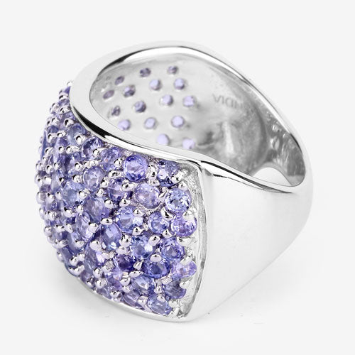 Anillo de plata de ley .925 con tanzanita auténtica de 4.22 quilates