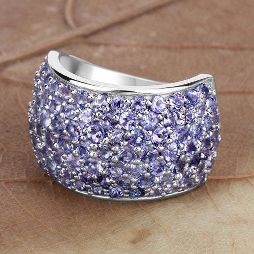 Anillo de plata de ley .925 con tanzanita auténtica de 4.22 quilates