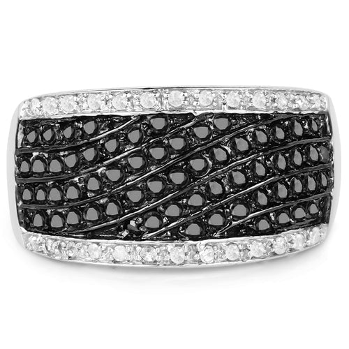 Anillo de plata de ley .925 con diamante negro auténtico de 0.79 quilates