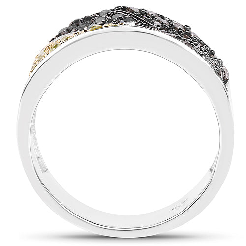 Anillo de plata de ley .925 con múltiples diamantes genuinos de 1,32 quilates