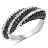 1.25 Carat Genuine Black Diamond & White Diamond .925 Sterling Silver Ring