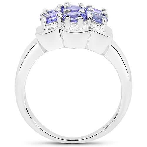 Anillo de plata de ley .925 con tanzanita genuina de 1.19 quilates