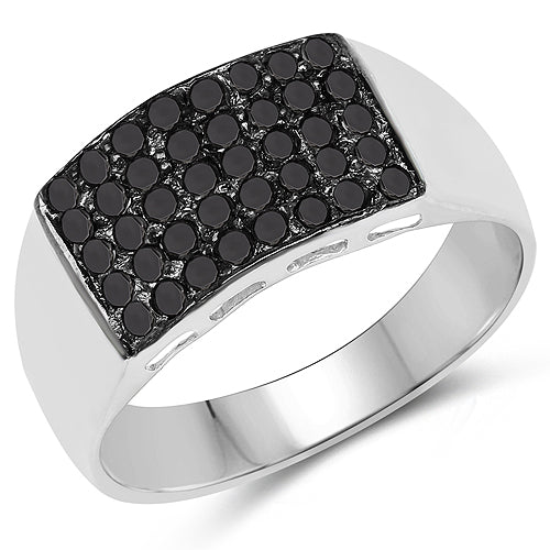Anillo de 0.43 quilates de diamante negro auténtico de plata de ley 925