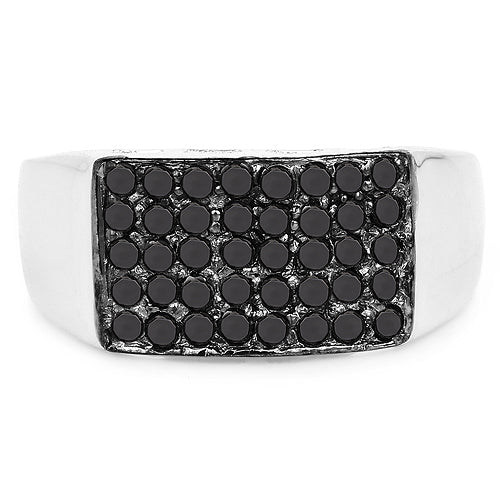 Anillo de 0.43 quilates de diamante negro auténtico de plata de ley 925