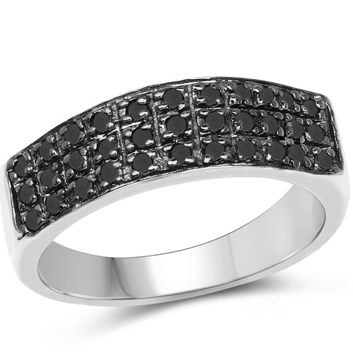 Anillo de plata esterlina .925 con diamante negro auténtico de 0.35 quilates