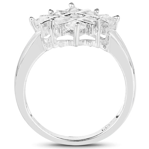 Anillo de plata de ley .925 con zafiro blanco genuino de 1.08 quilates