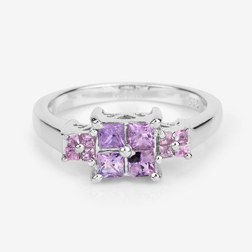Кольцо из серебра 925 пробы с натуральным розовым сапфиром 0.96 карата