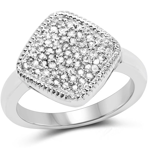 Anillo de plata de ley .925 con diamante blanco auténtico de 0.23 quilates
