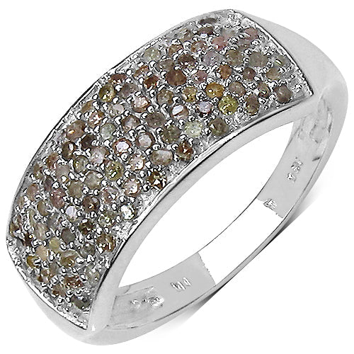 Anillo de Plata de Ley .925 con Diamante Blanco Genuino de 0.42 Quilates