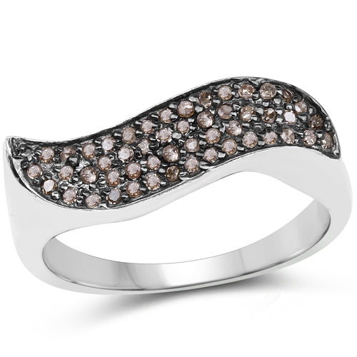 Anillo de plata de ley .925 con diamante de champaña genuino de 0,21 quilates