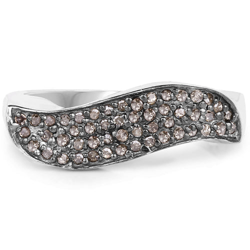 Anillo de plata de ley .925 con diamante de champaña genuino de 0,21 quilates