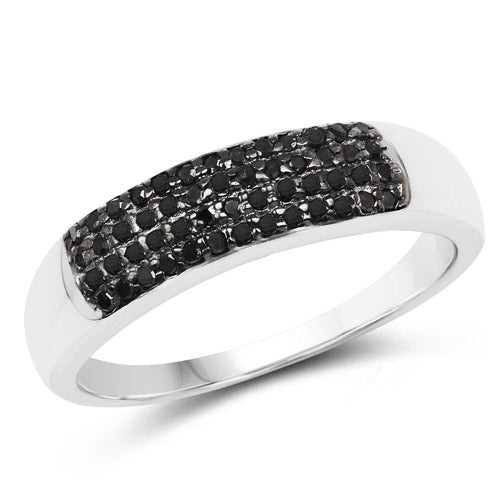 Anillo de plata de ley .925 con diamante negro auténtico de 0,22 quilates