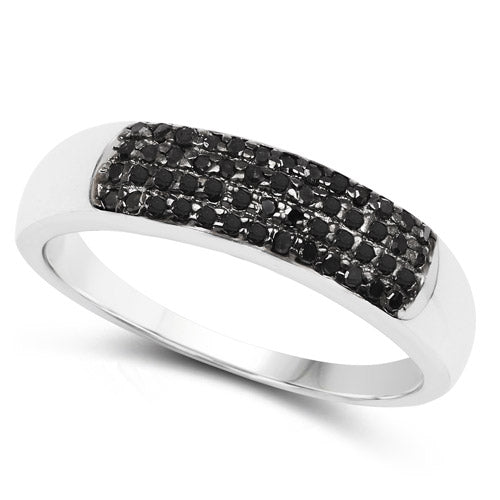 Anillo de plata de ley .925 con diamante negro auténtico de 0,22 quilates