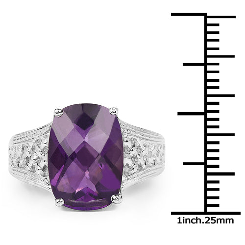 Anillo de plata de ley .925 con amatista genuina de 6.50 quilates