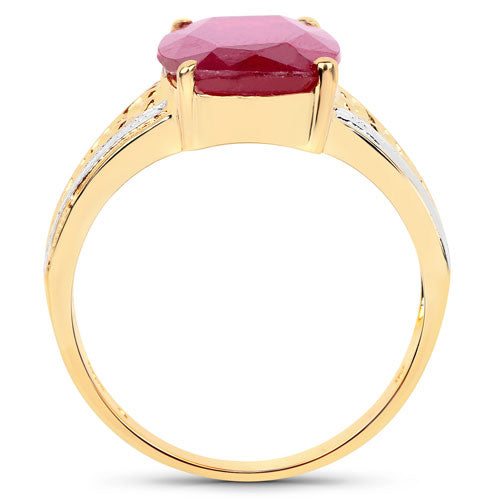 Anillo de plata de ley .925 con rubí relleno de vidrio de 7.50 quilates