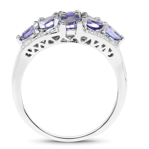 Anillo de tanzanita genuina de 2,07 quilates de plata de ley .925