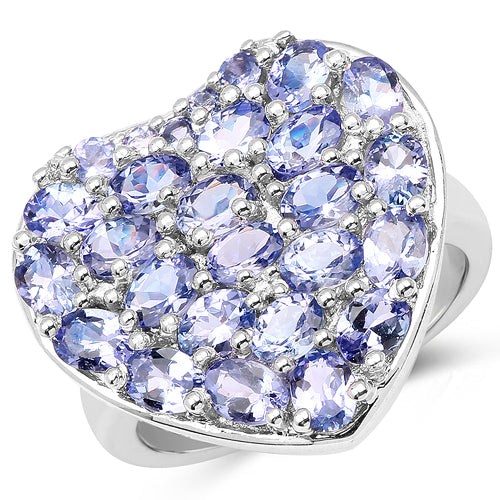 Anillo de Plata Fina .925 con Tanzanita Genuina de 3.96 Quilates