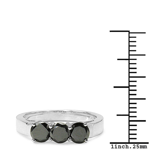 Anillo de plata esterlina .925 con diamante negro auténtico de 0,99 quilates