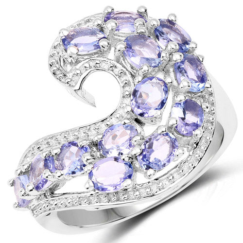 Anillo de plata de ley .925 con tanzanita genuina de 2.21 quilates