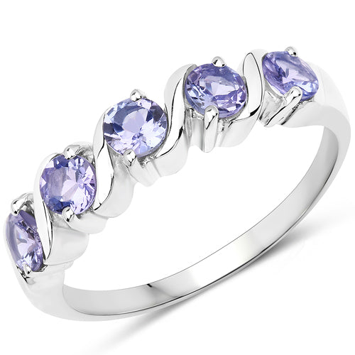Anillo de Plata Fina .925 con Tanzanita Genuina de 1.15 Quilates