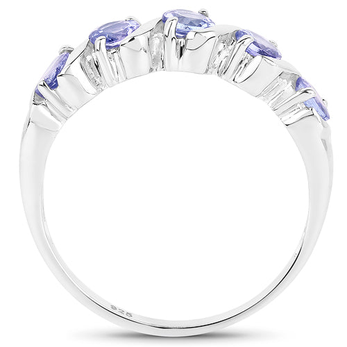 Anillo de Plata Fina .925 con Tanzanita Genuina de 1.15 Quilates