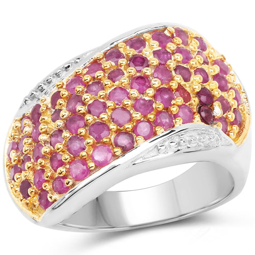 Anillo de plata esterlina .925 con rubí genuino de 2.49 quilates