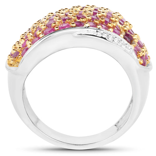 Anillo de plata esterlina .925 con rubí genuino de 2.49 quilates