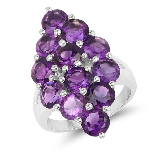 Anillo de plata de ley .925 con amatista genuina de 6.78 quilates