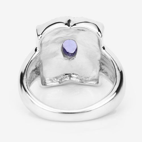Anillo de plata de ley .925 con tanzanita auténtica de 0.44 quilates
