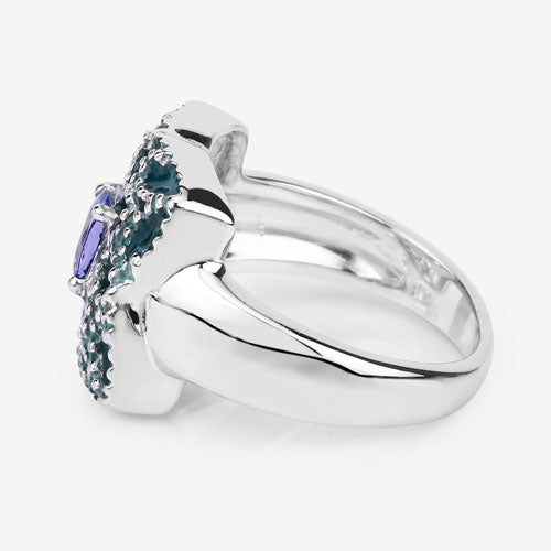 Anillo de plata de ley .925 con tanzanita auténtica de 0.44 quilates