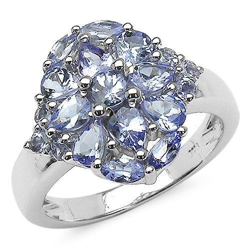 Anillo de tanzanita genuina de 1,74 quilates en plata de ley 925