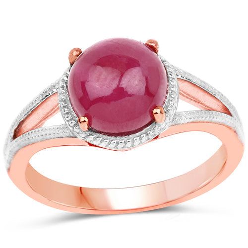 Anillo de plata de ley .925 con rubí de 5,05 quilates relleno de cristal y chapado en oro rosa de 14 quilates