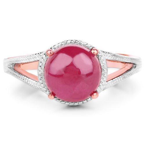 Anillo de plata de ley .925 con rubí de 5,05 quilates relleno de cristal y chapado en oro rosa de 14 quilates