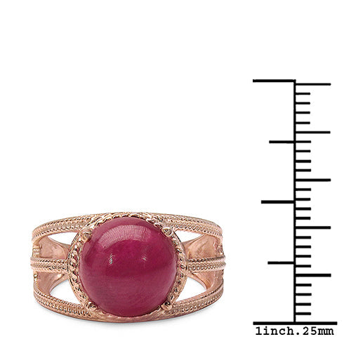 Anillo de plata esterlina .925 con rubí genuino relleno de vidrio de 6.55 quilates chapado en oro rosa de 14K
