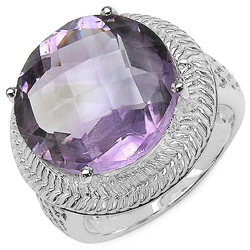 Anillo de plata de ley .925 con amatista genuina de 10.22 quilates