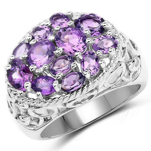 Anillo de plata de ley .925 con amatista genuina de 2.64 quilates