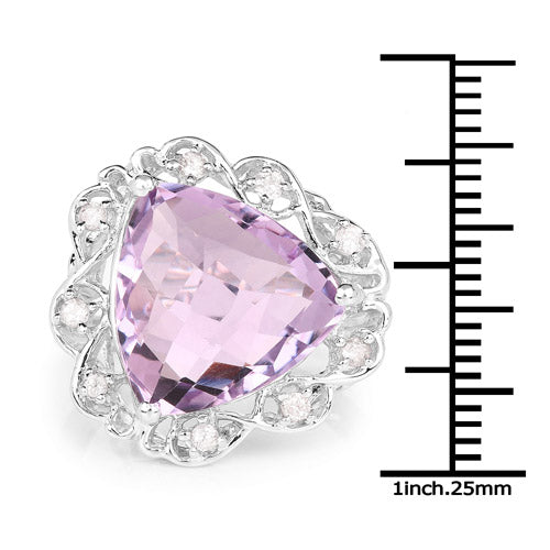 Anillo de plata de ley .925 con amatista genuina de 8,86 quilates y circonitas blancas