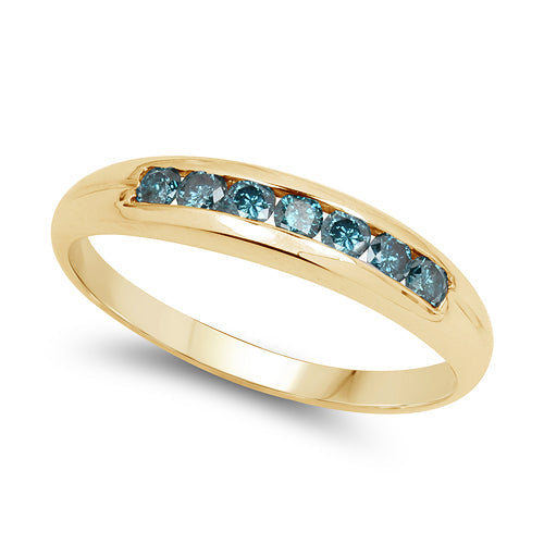 Anillo de plata de ley .925 chapado en oro amarillo de 14 quilates con diamante azul auténtico de 0,35 quilates