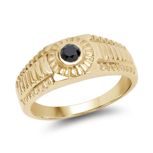 Anillo de Plata Fina .925 con Diamante Negro Genuino de 0.20 Quilates
