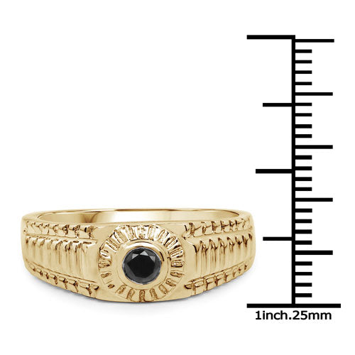 Anillo de Plata Fina .925 con Diamante Negro Genuino de 0.20 Quilates