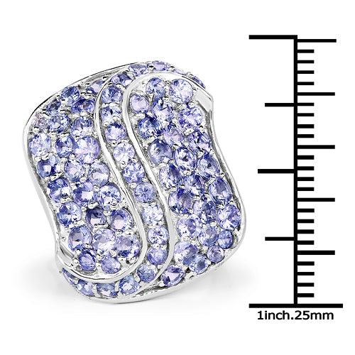 Anillo de Plata de Ley .925 con Tanzanita Genuina de 3.65 Quilates