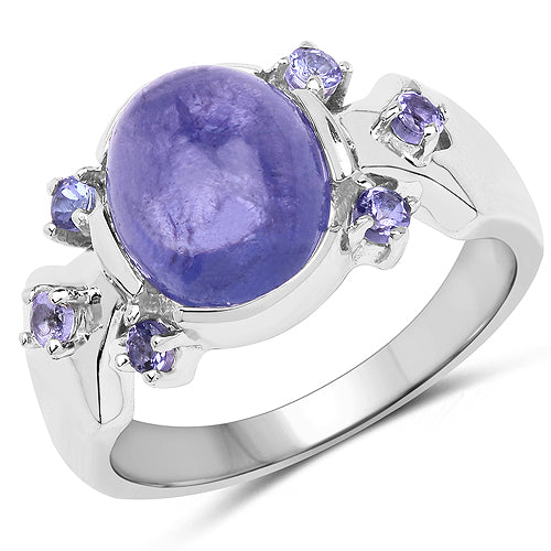Anillo de plata de ley .925 con tanzanita genuina de 3.76 quilates