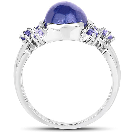Anillo de plata de ley .925 con tanzanita genuina de 3.76 quilates