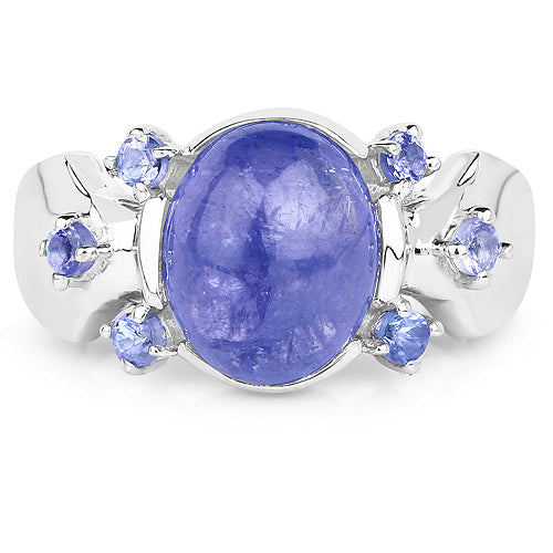 Anillo de plata de ley .925 con tanzanita genuina de 3.76 quilates