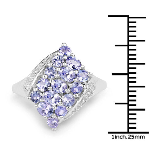 Anillo de plata de ley .925 con tanzanita genuina de 1,85 quilates