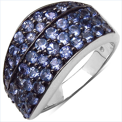 Anillo de plata de ley .925 con tanzanita auténtica de 1,68 quilates