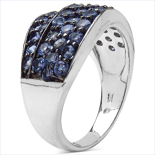 Anillo de plata de ley .925 con tanzanita auténtica de 1,68 quilates