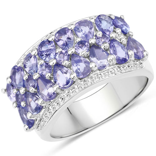 Anillo de plata esterlina .925 con tanzanita genuina de 2.59 quilates