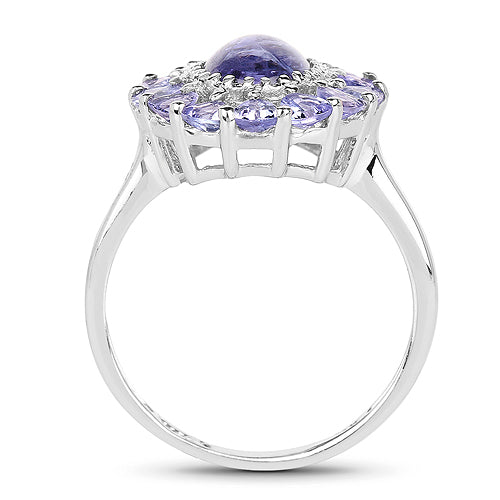 Anillo de plata de ley .925 con tanzanita genuina de 3.85 quilates